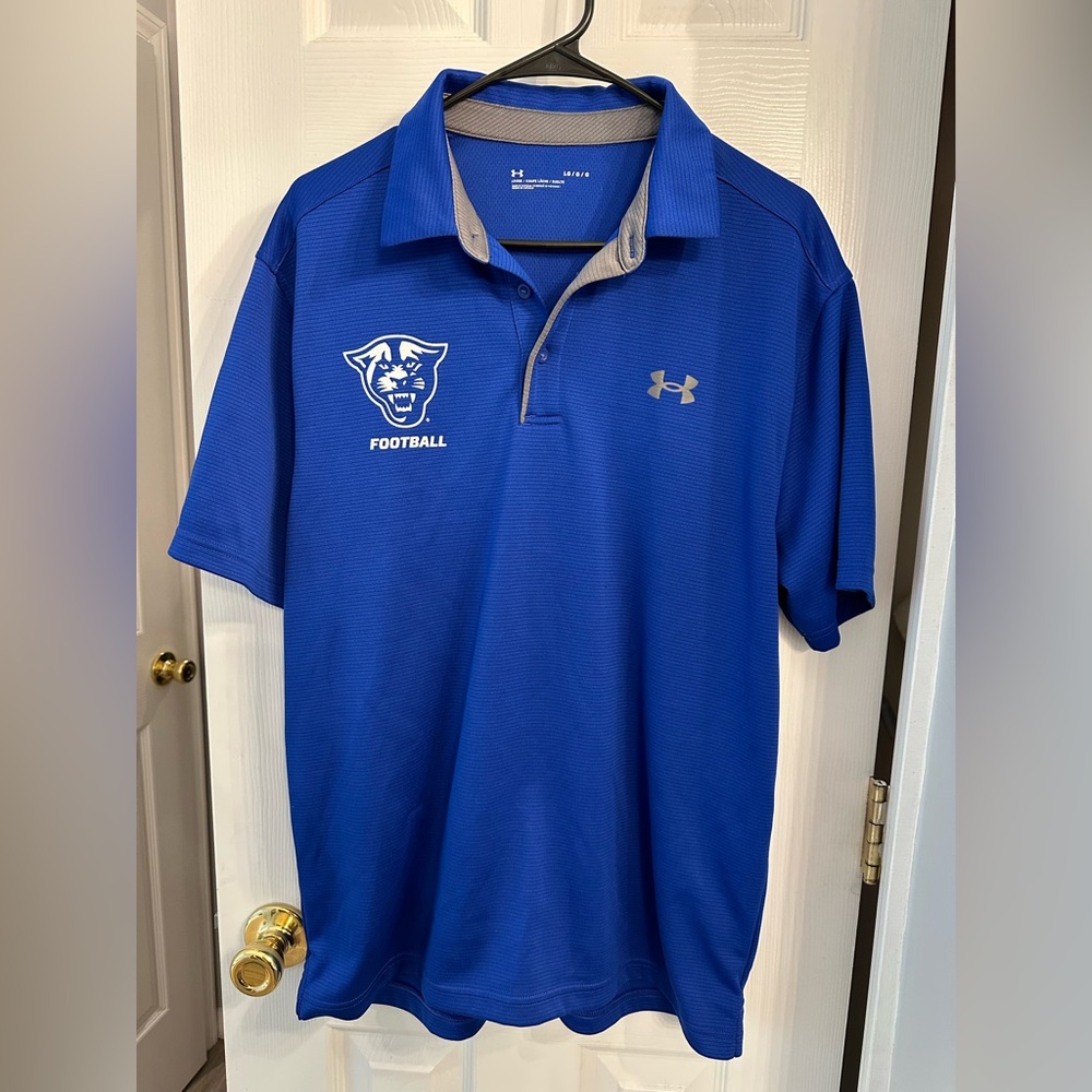Under Armour Men's Large Georgia State University Blue Polo Shirt Football